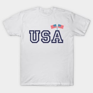 USA letter print with american flag T-Shirt